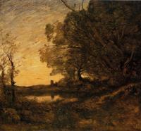Corot, Jean-Baptiste-Camille - Evening - Distant Tower